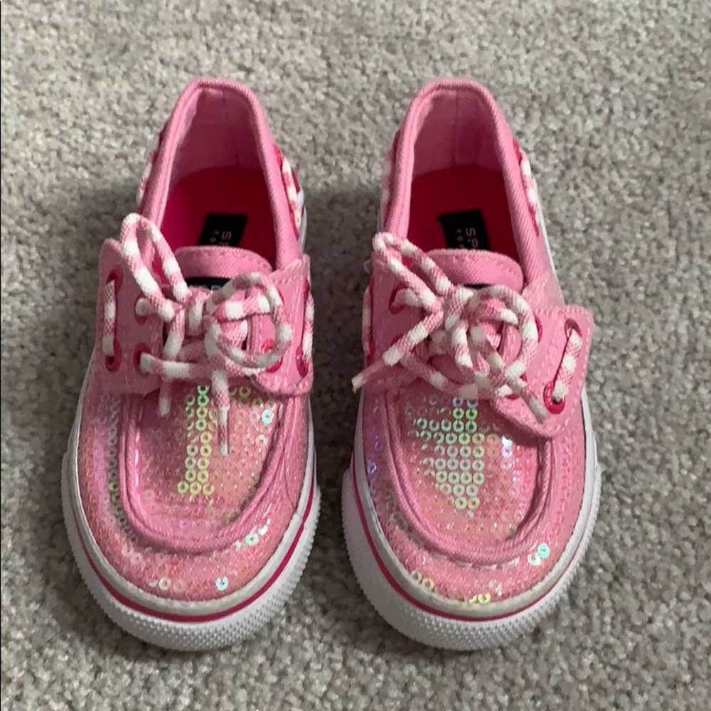 Pink SPERRY topsides toddler shoes